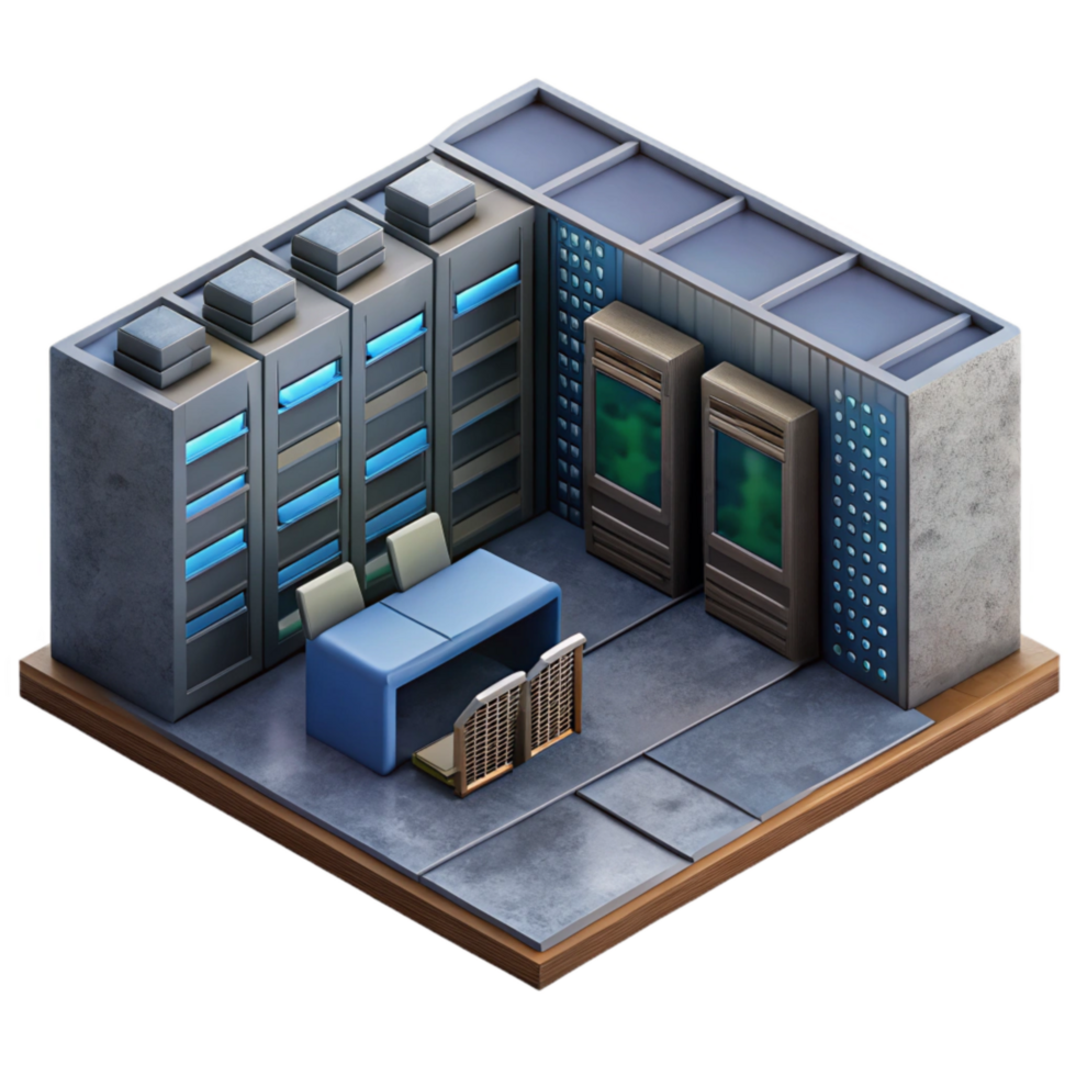 beautiful abstract Data Center Server Room Isometric View Cutout genuine png