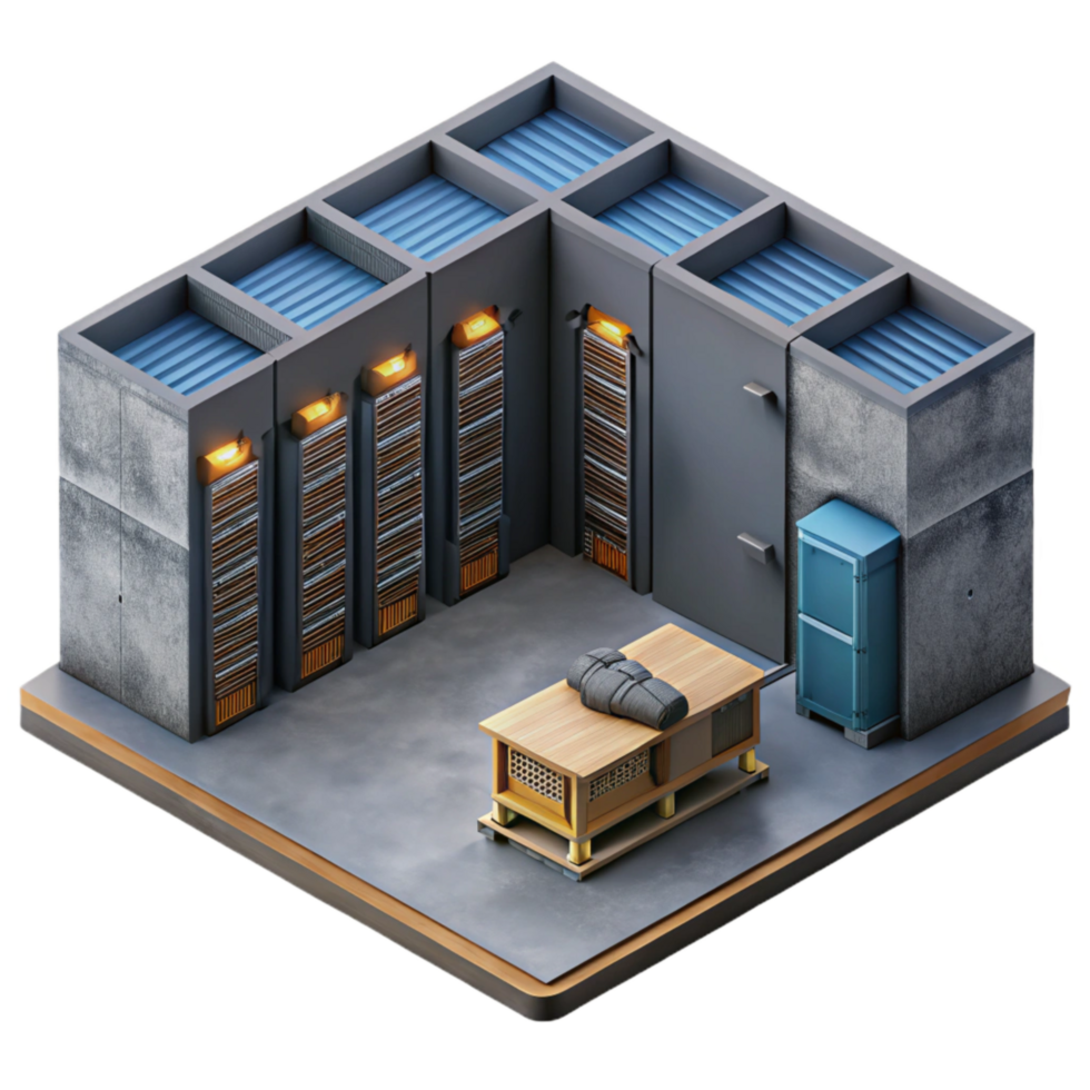 stunning rustic Data Center Server Room Isometric View Cutout high resolution png