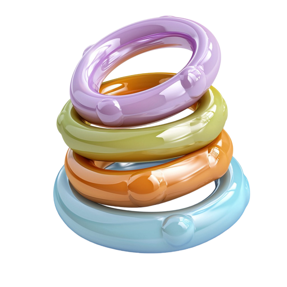 Stack of colorful inflatable pool rings png