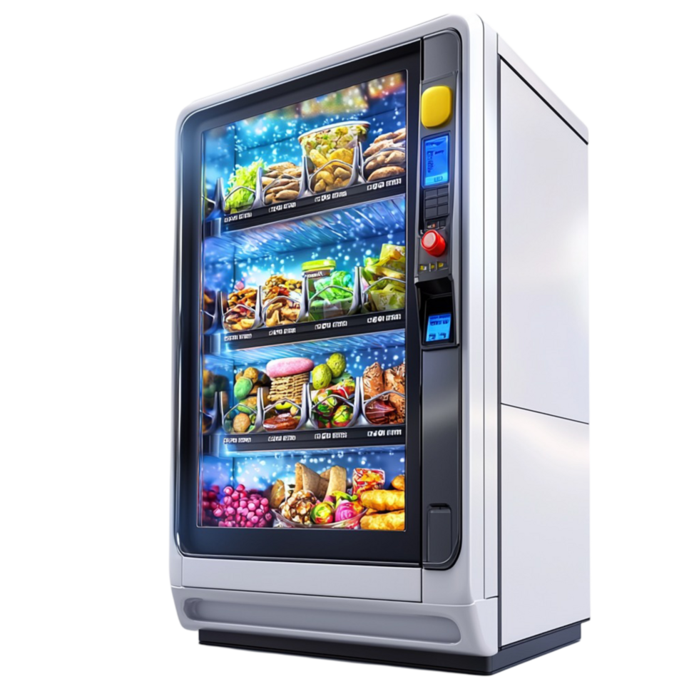 Vending machine filled with snacks and drinks png