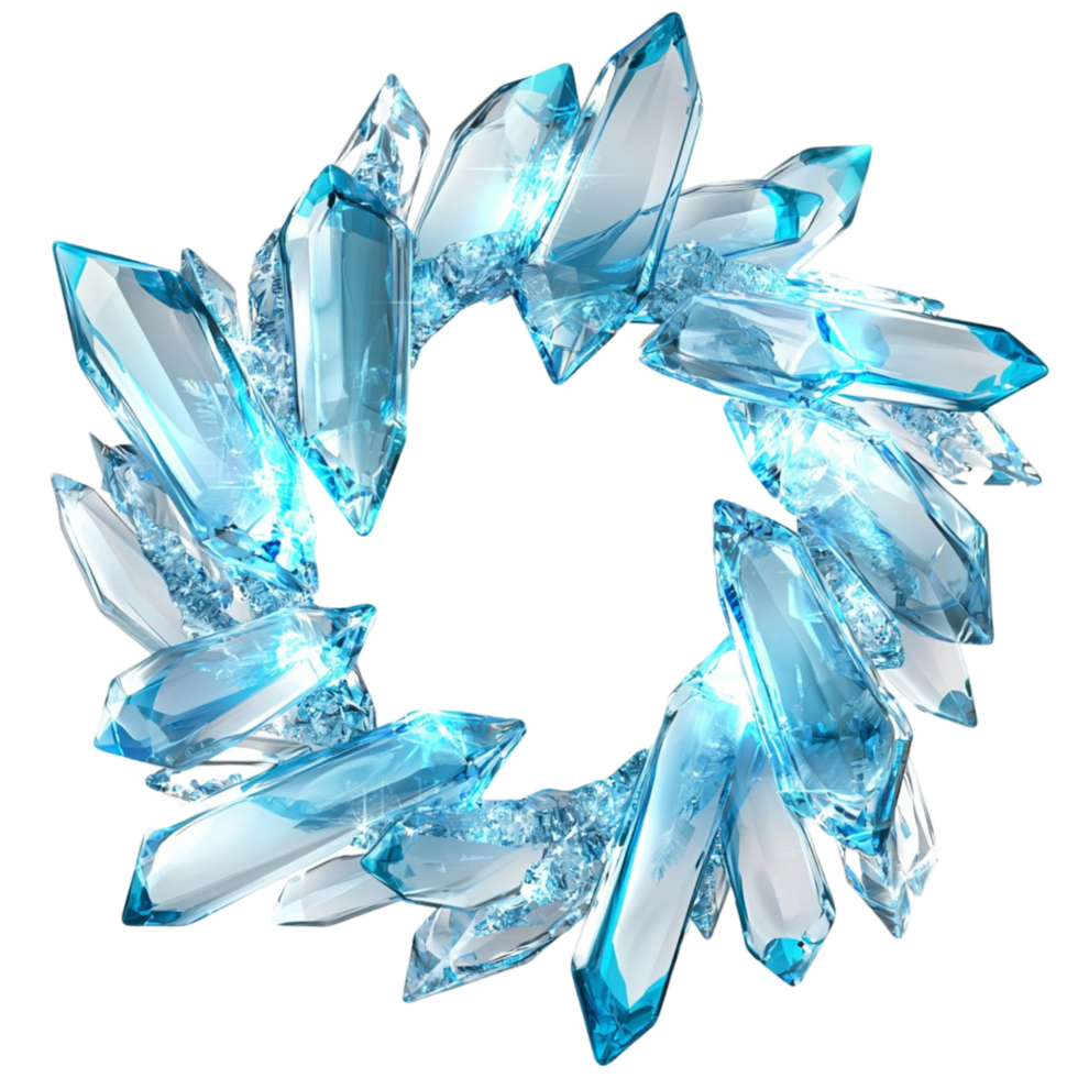 Ice crystal wreath with sharp translucent shards png