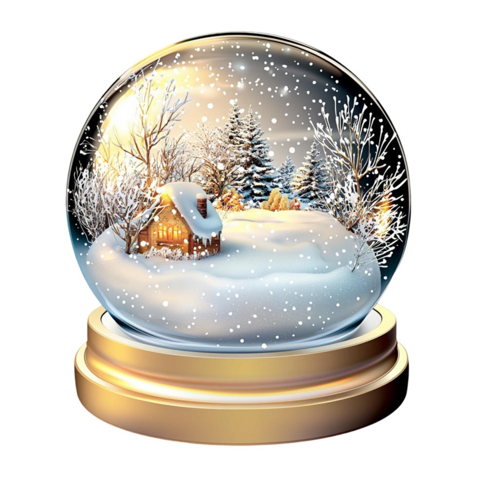 Snow globe with a winter cottage scene png