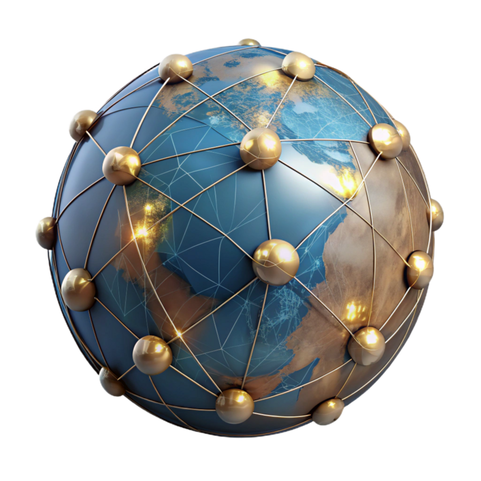 wonderful vintage Digital World Map with Glowing Connections Cutout detailed png