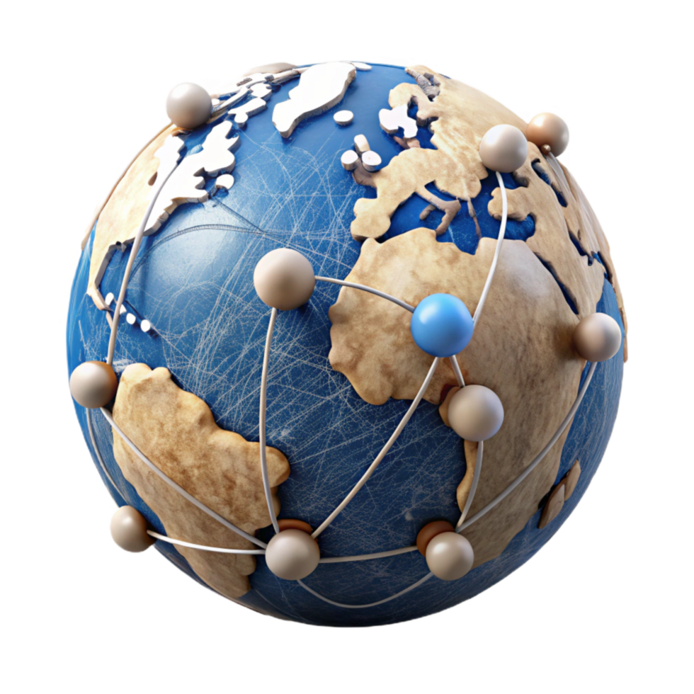 beautiful contemporary Digital World Map with Moving Data Streams Cutout high quality png