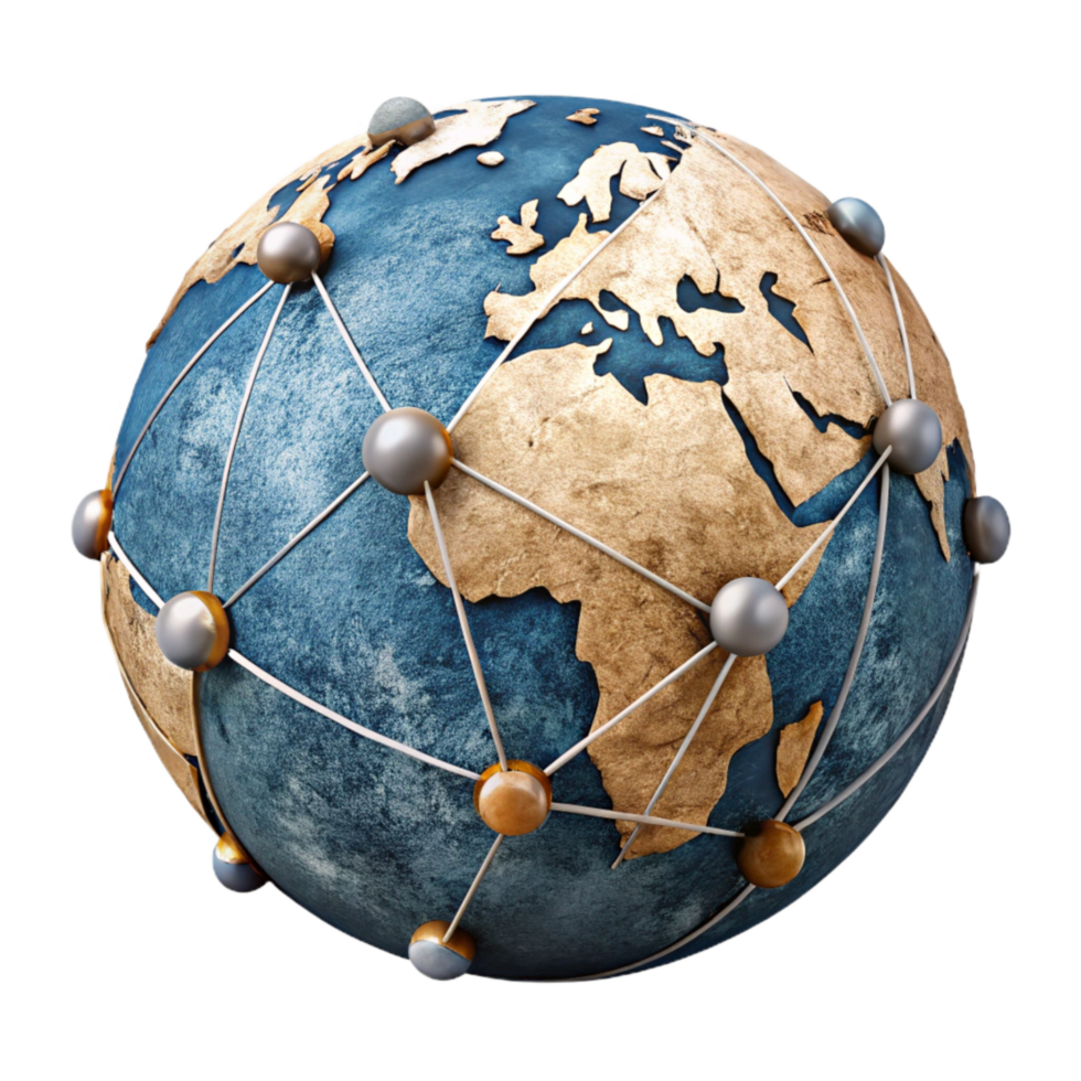 stunning minimalist Digital World Map with Network Connections Cutout original png
