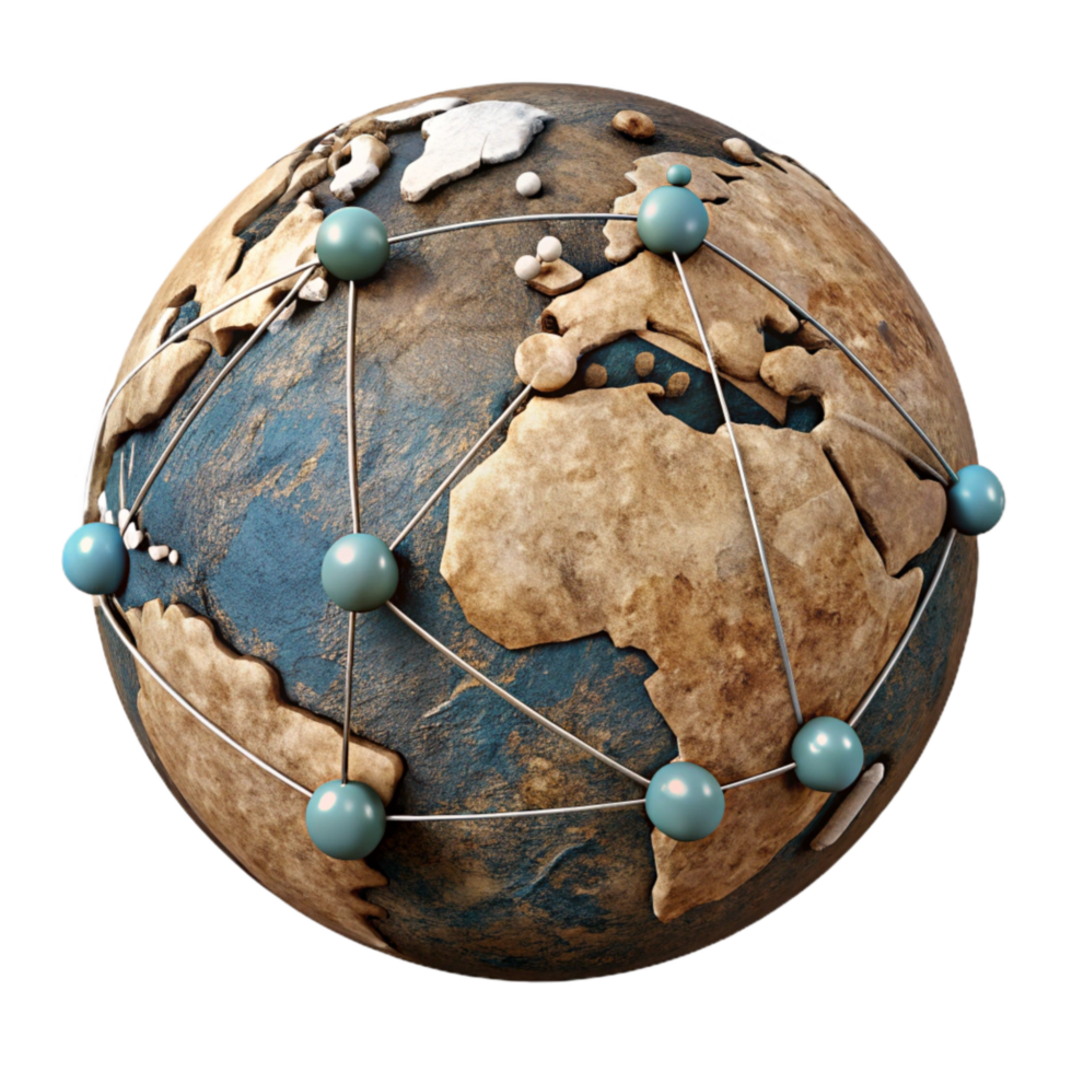 extraordinary contemporary Digital World Map with Network Connections Cutout premium png