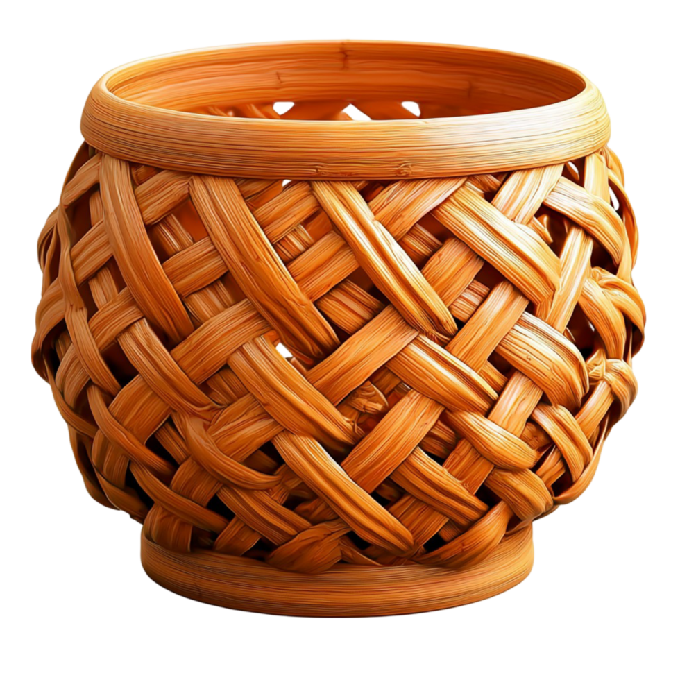 Handwoven wooden basket with an intricate pattern png