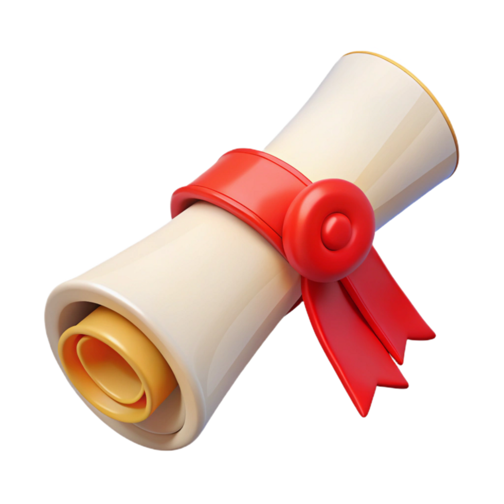 magnificent abstract Diploma with Red Ribbon Transparent Background 4K png