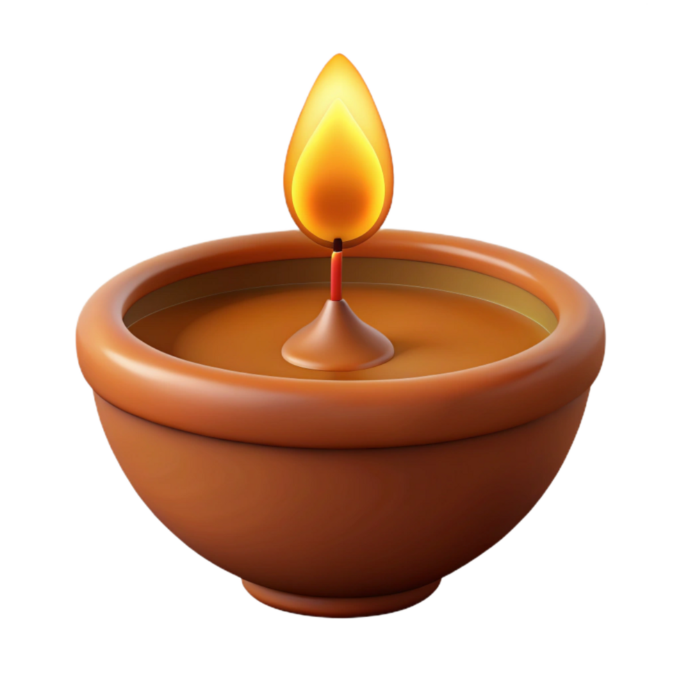 elegant minimalist Diwali Diya Clay Lamp Warm Glow Transparent premium png
