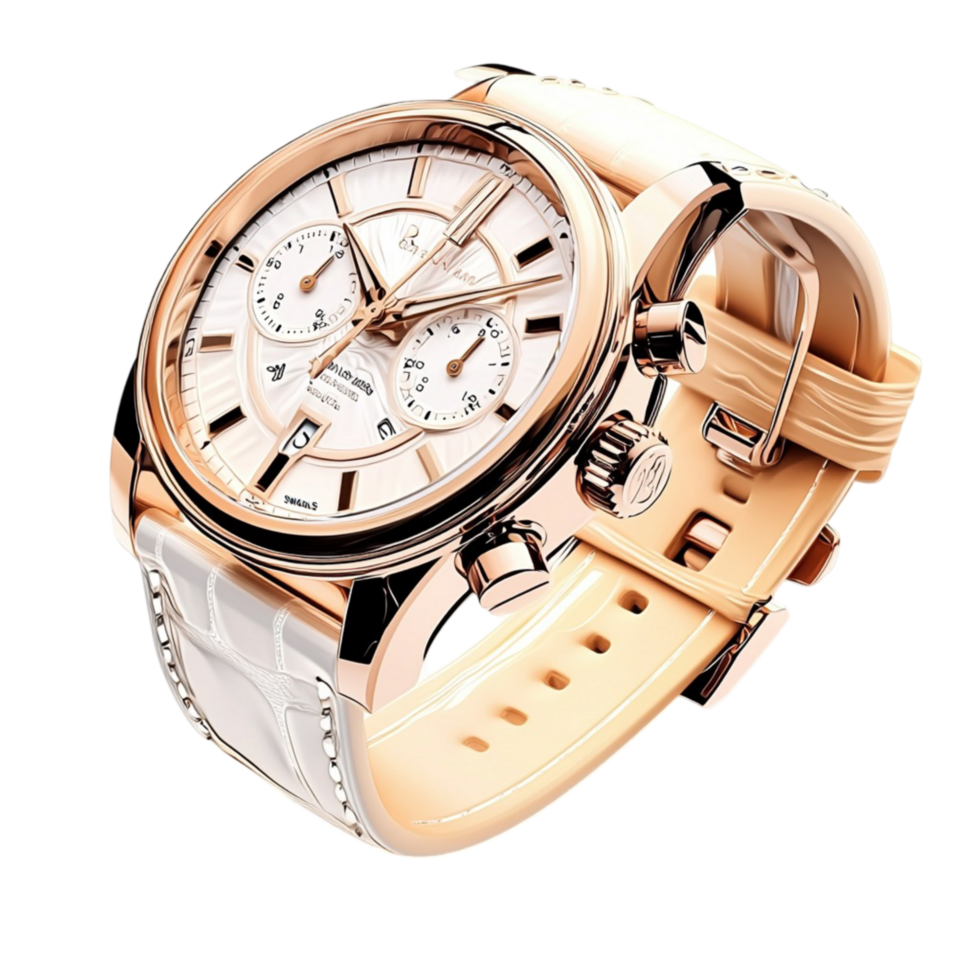 Luxurious wristwatch with a detailed golden design png