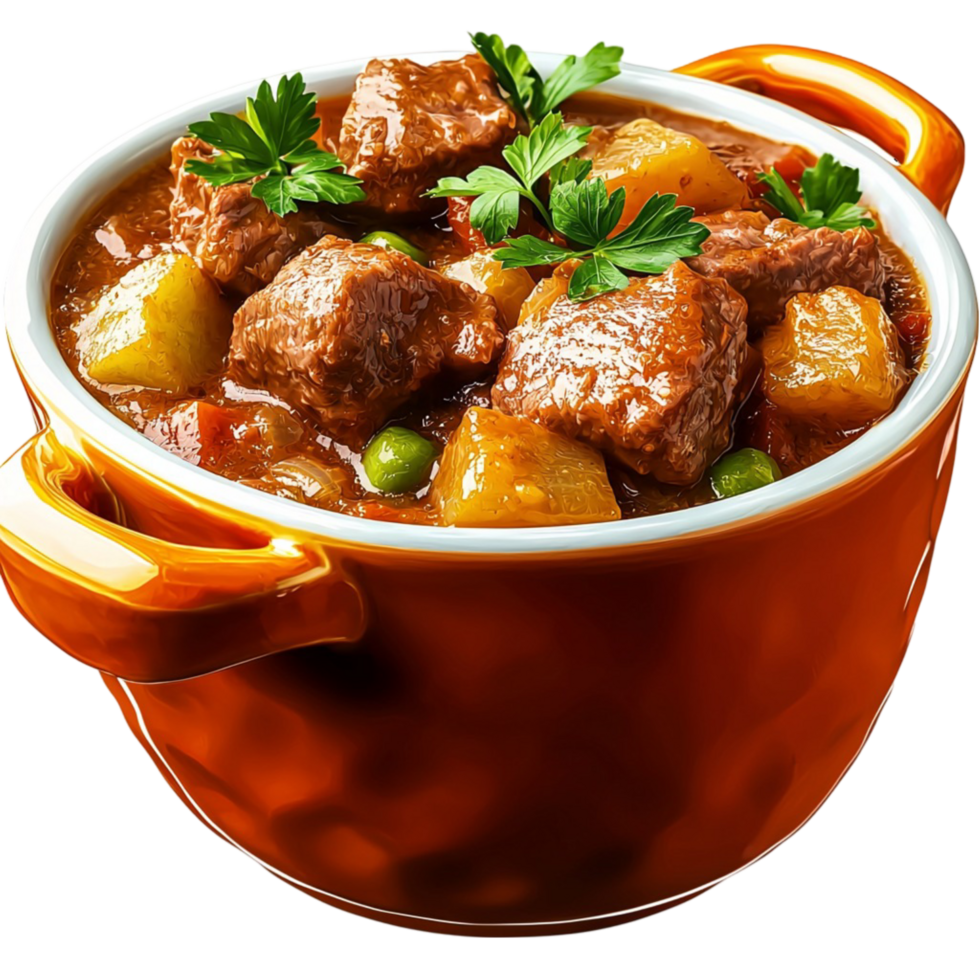 Hearty beef stew with potatoes and vegetables png
