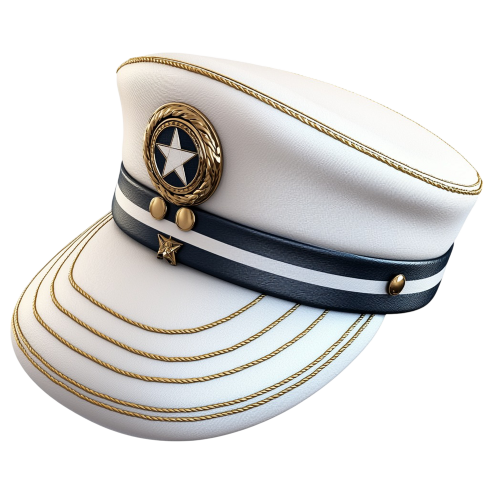 White captains hat with a golden png