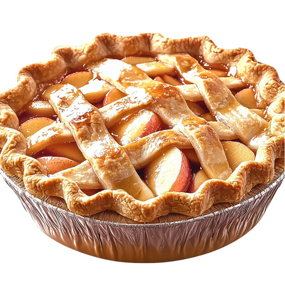Homemade apple pie with a lattice crust png