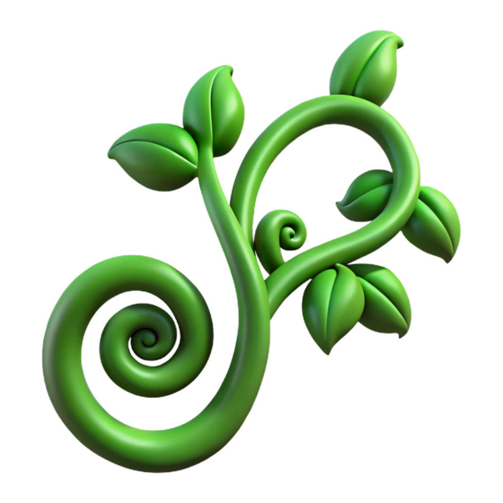 serene contemporary Dynamic Green Vine Cutout with Organic Curves 4K png