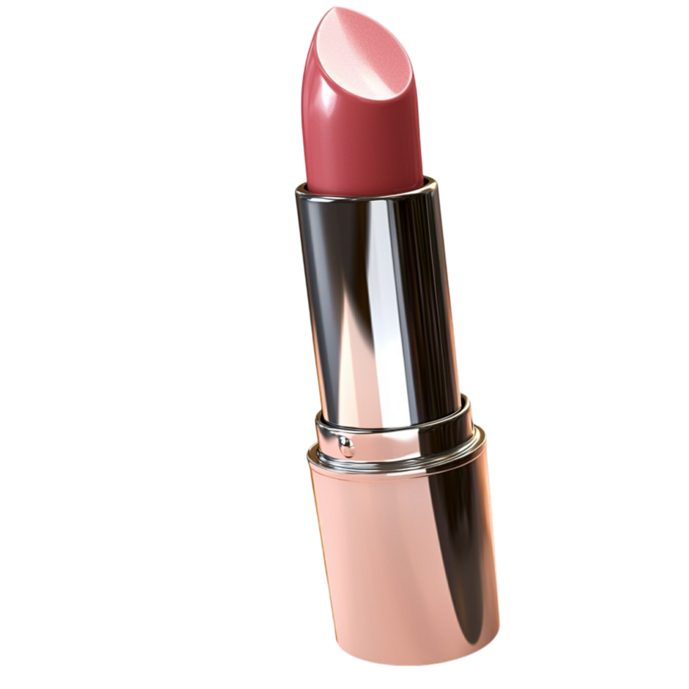 Shiny pink lipstick with a sleek metallic case png