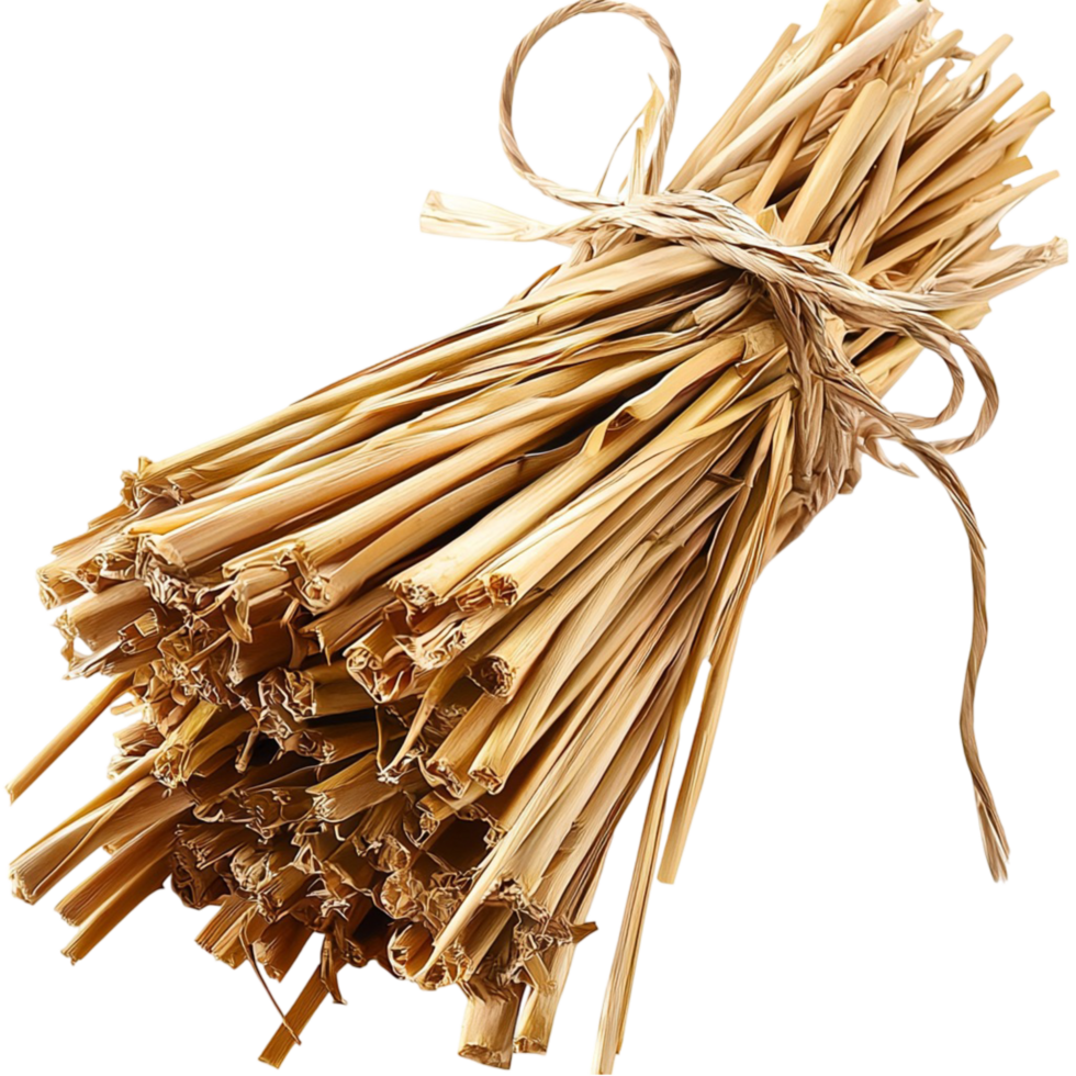 Bundle of dry wheat tied together with string png