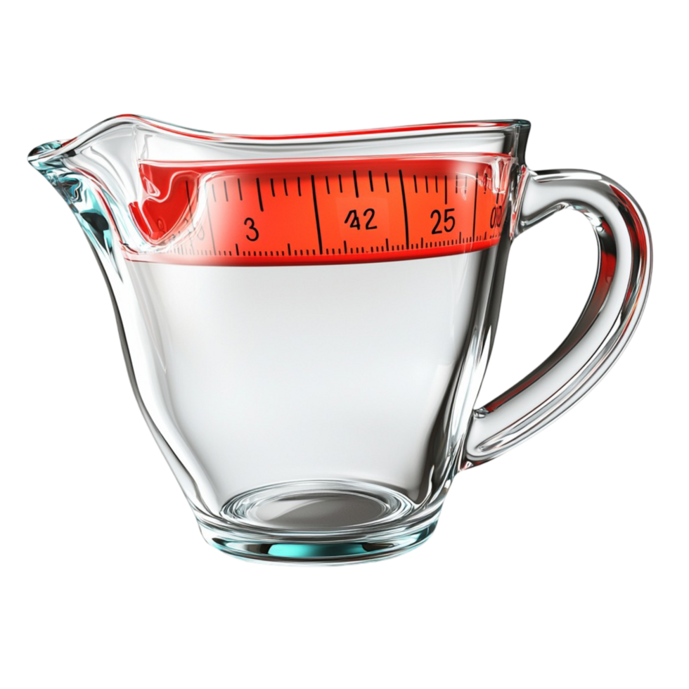 glass measuring cup with red markings png
