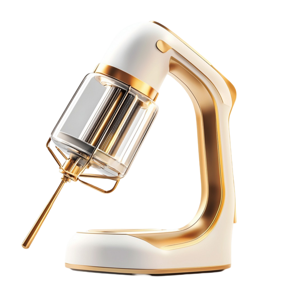 Luxurious gold and white stand mixer with a bowl png