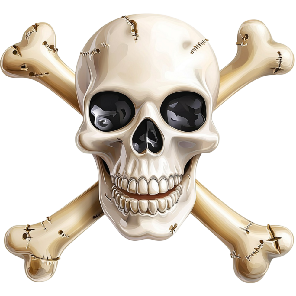 Skull and crossbones with a detailed bone texture png