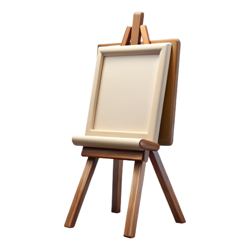 extraordinary creative Easel with Blank Canvas Front View Isolated professional png