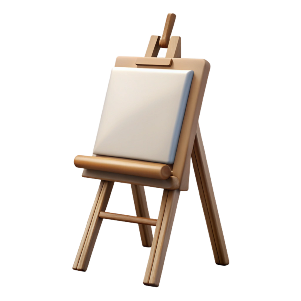 beautiful artistic Easel with Blank Canvas Front View Isolated detailed png