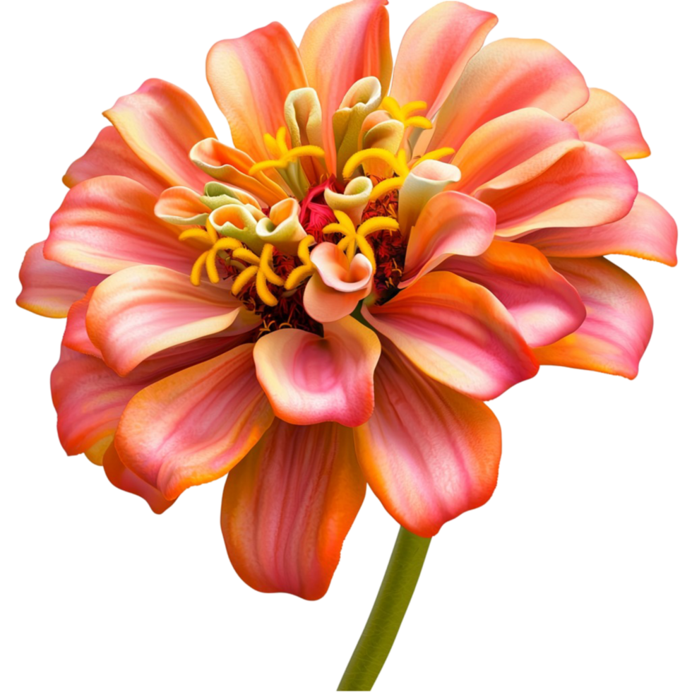 Vibrant pink and orange flower with delicate petals png