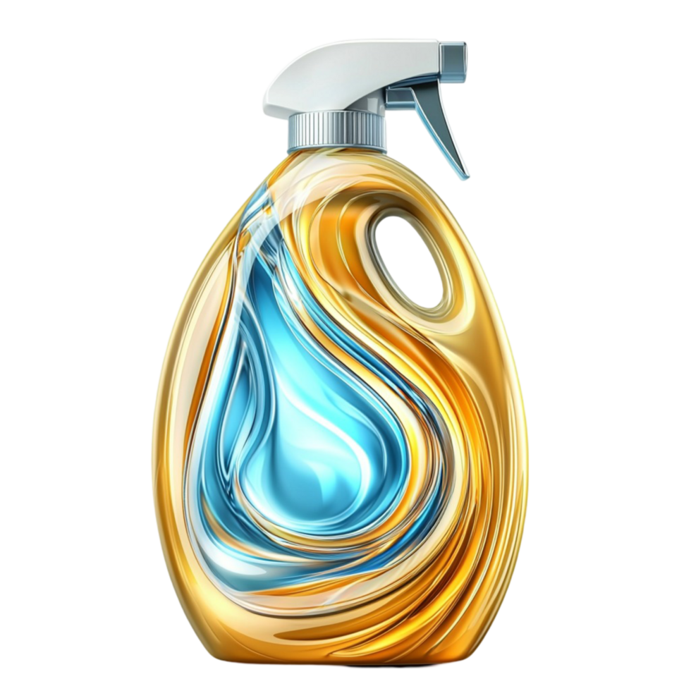 golden spray bottle with a swirling design png