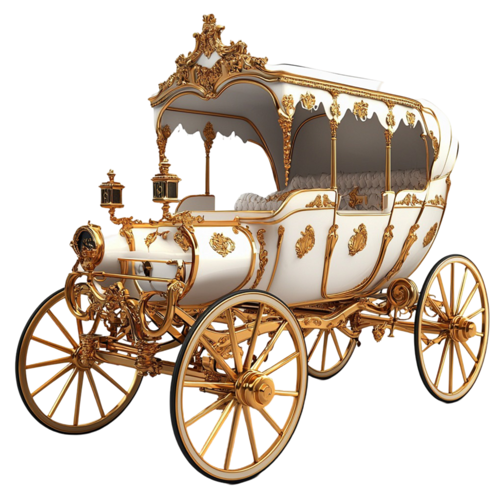 Luxurious golden carriage with intricate details png