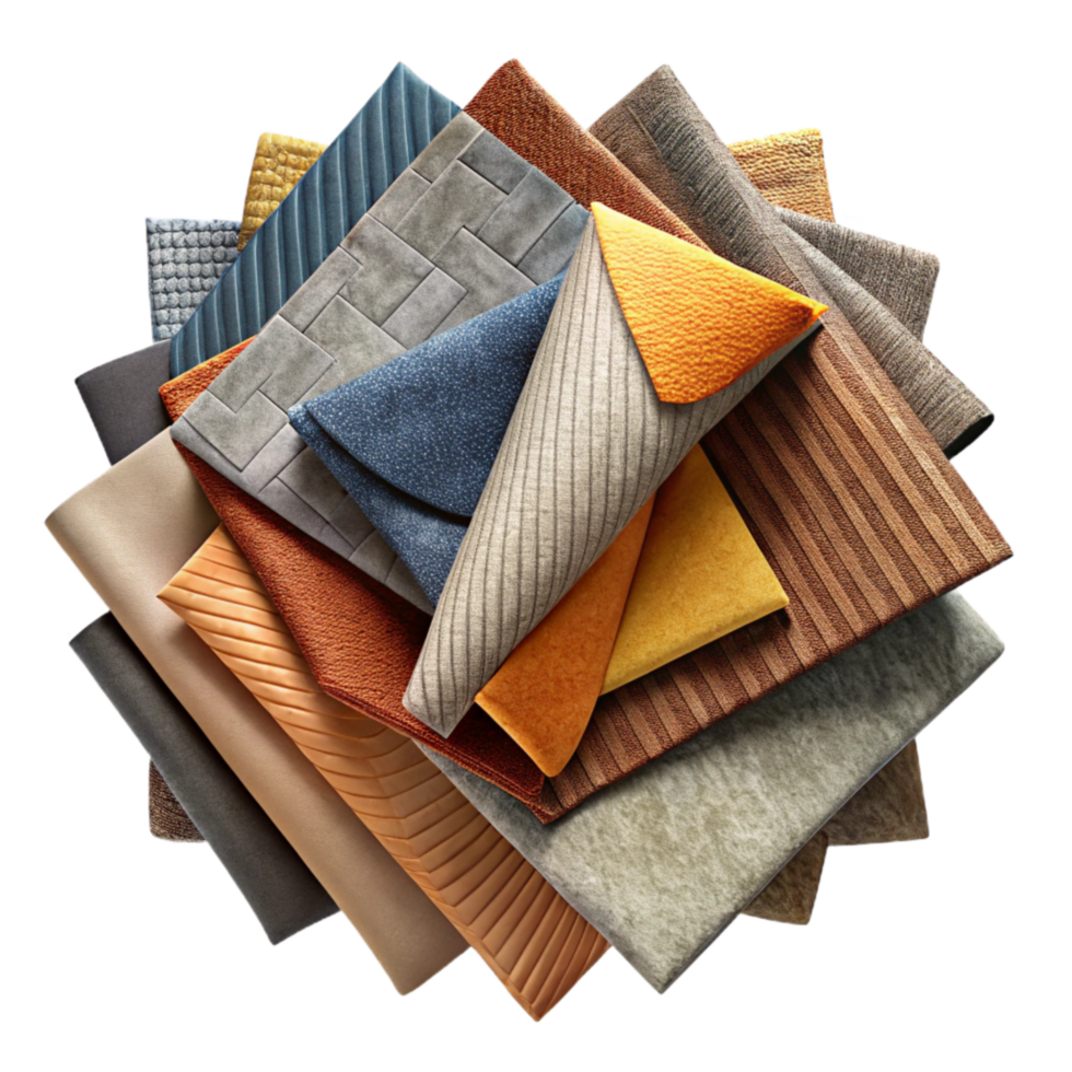 serene minimalist Fabric Swatches with Various Textures Isolated premium png