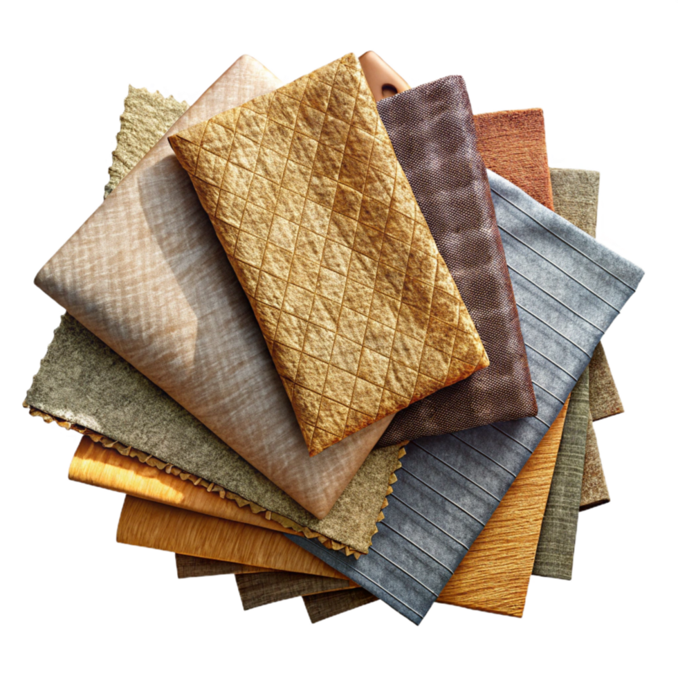 magnificent minimalist Fabric Swatches with Various Textures Isolated high resolution png