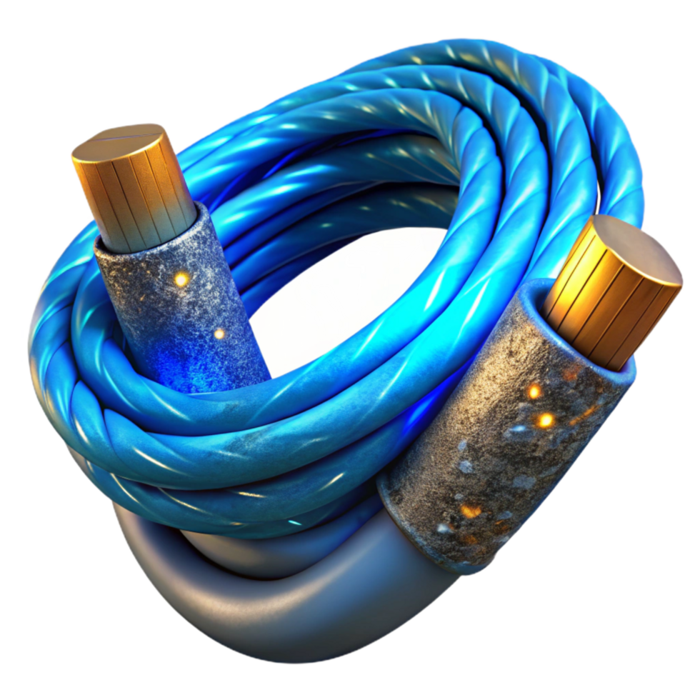 stunning minimalist Fiber Optic Cables Glowing Blue Isolated professional png