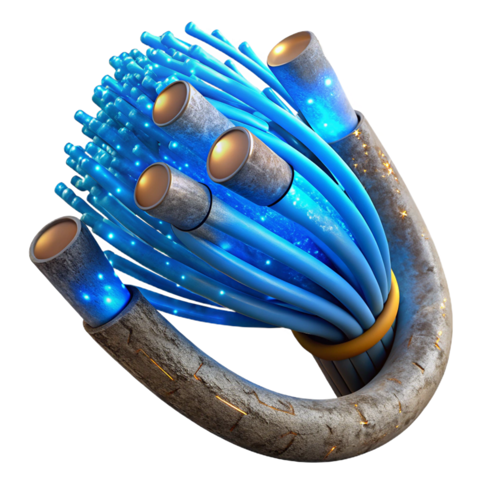 magnificent contemporary Fiber Optic Cables Glowing Blue Isolated high resolution png