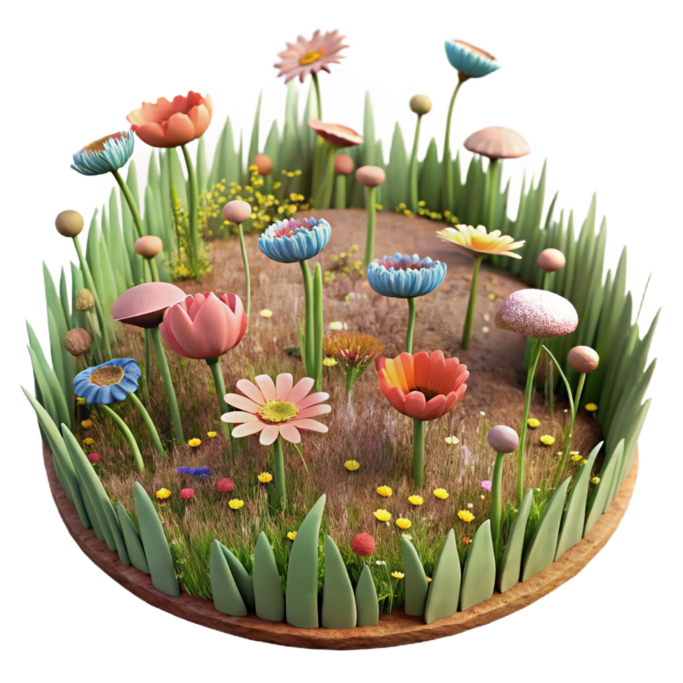 dramatic classic Field of Wildflowers in Spring Cutout authentic png