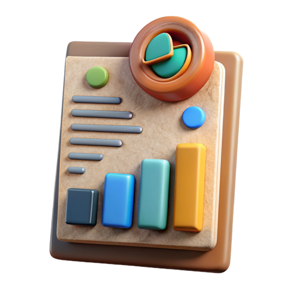 vibrant contemporary Financial Report with Charts Isolated exclusive png
