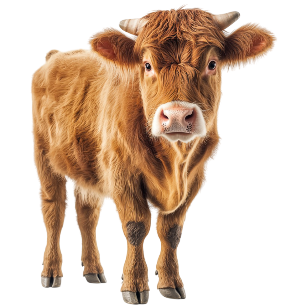 Friendly brown cow standing with a curious gaze png