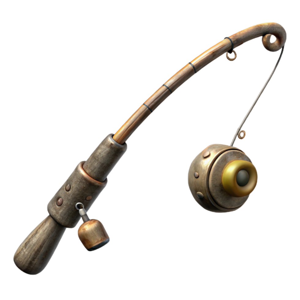 serene vintage Fishing Rod Casting Line Isolated high quality png