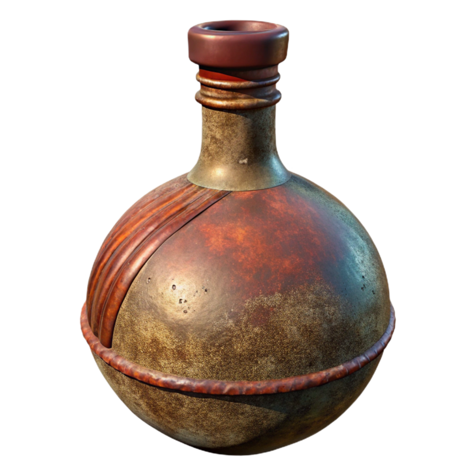 extraordinary rustic Flask with Narrow Neck Isolated original png