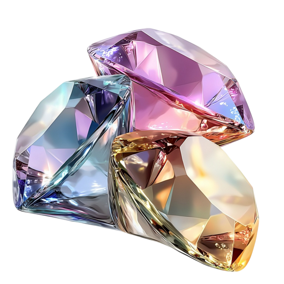 Shimmering gemstones with a rainbow reflection png