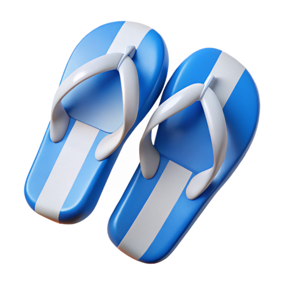 wonderful rustic Flip Flops Blue and White Top View Isolated original png