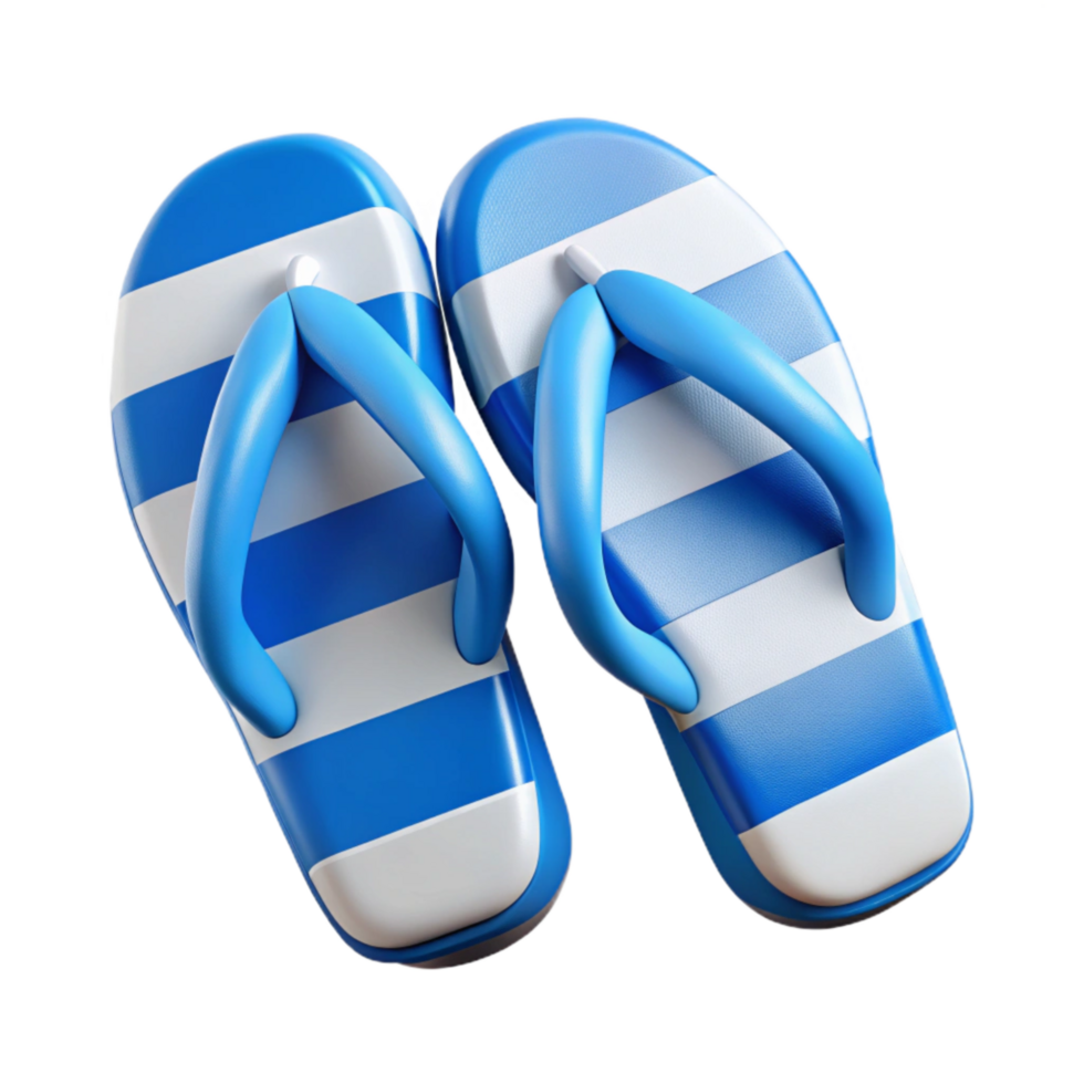 stunning modern Flip Flops Blue and White Top View Isolated detailed png