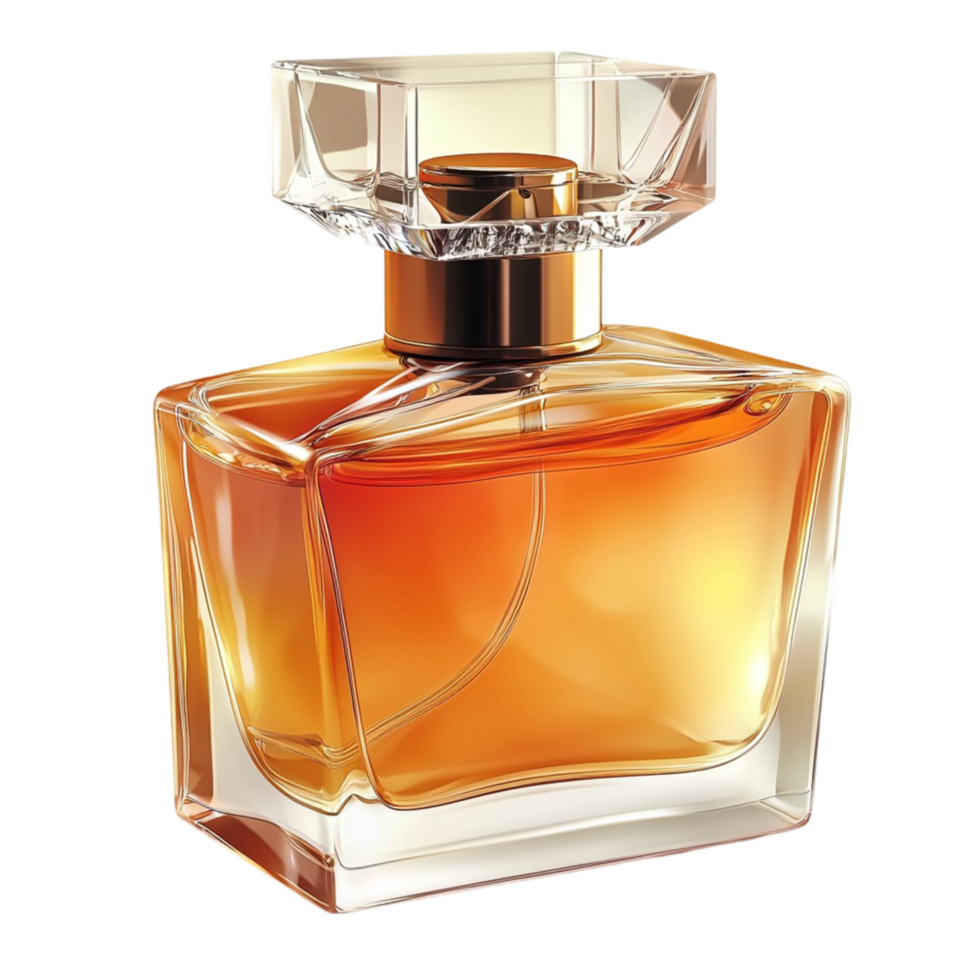 Luxurious perfume bottle filled with golden png