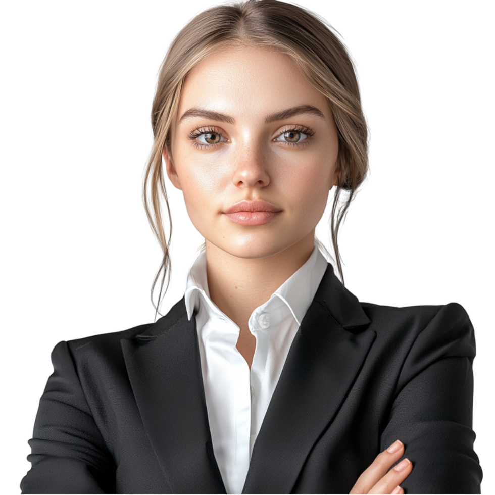 Woman dressed formally with an assertive look png