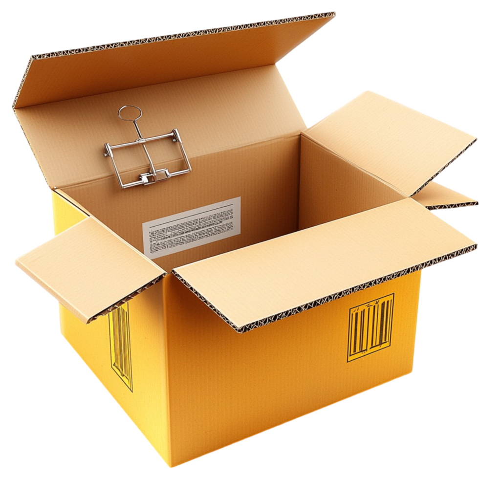 Cardboard box with open flaps for packing png