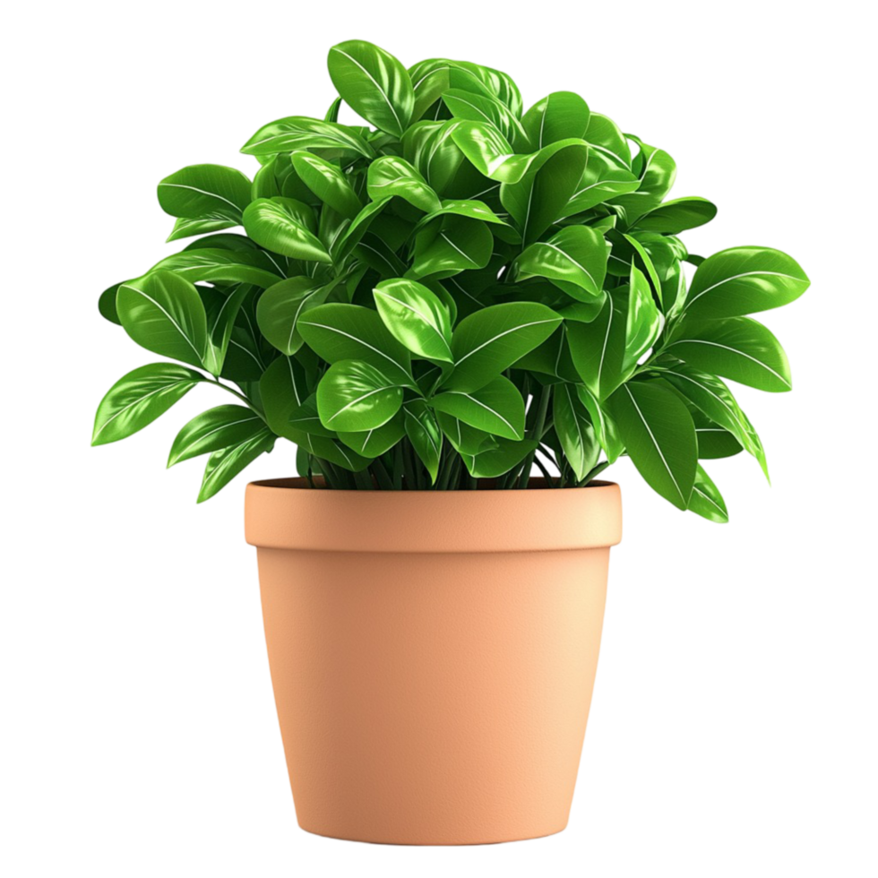 Potted plant with lush green leaves png