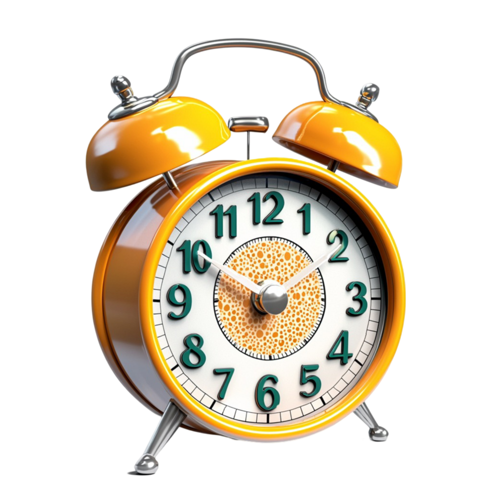 Yellow alarm clock with numbers png