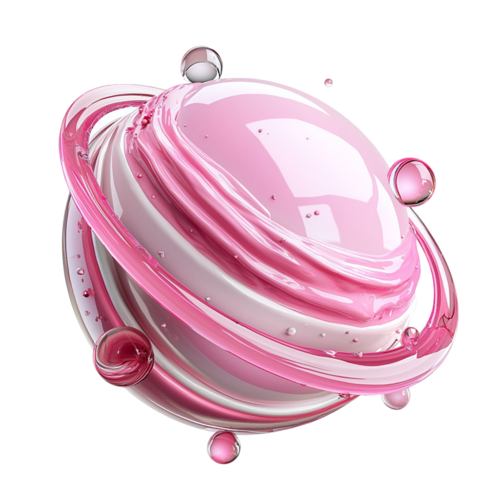 Glossy pink sphere with swirling patterns png