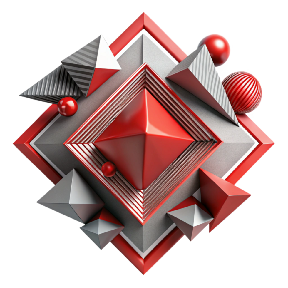 impressive modern Geometric Abstract Technology Background with Red Accents Cutout high resolution png