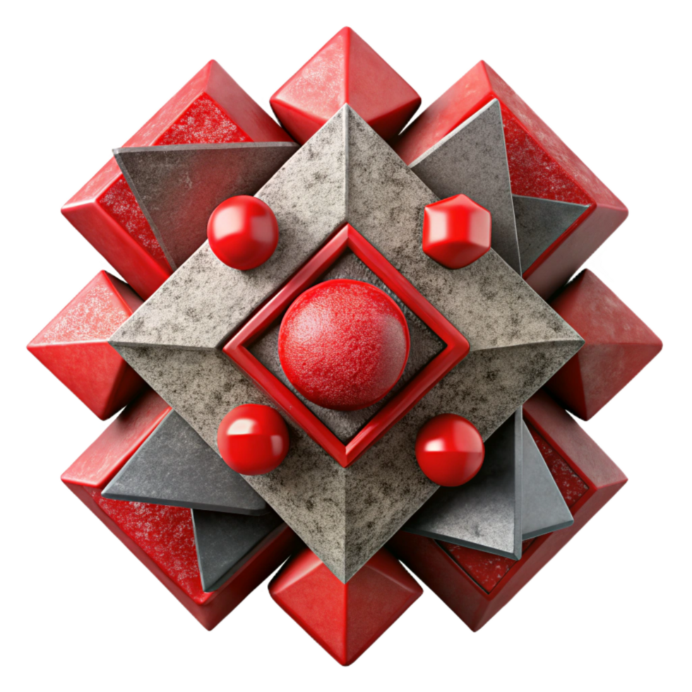serene vintage Geometric Abstract Technology Background with Red Accents Cutout authentic png