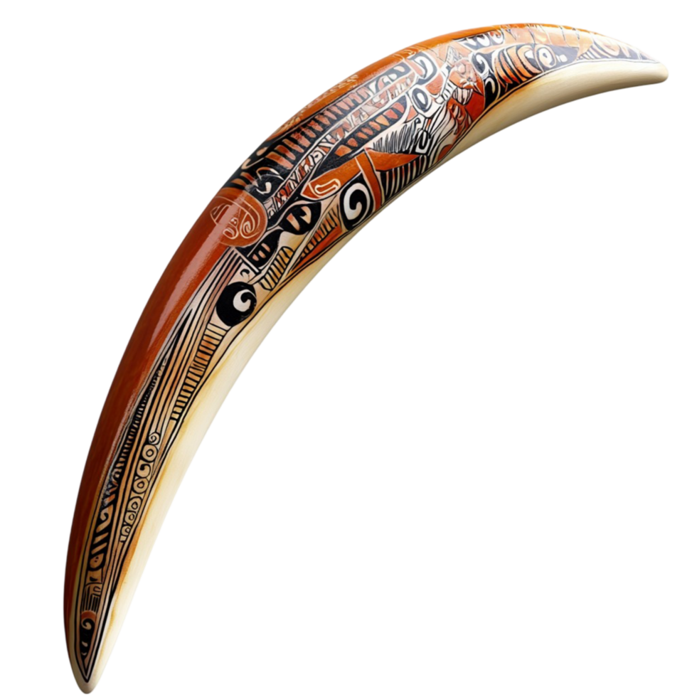 Decorated boomerang with traditional designs png
