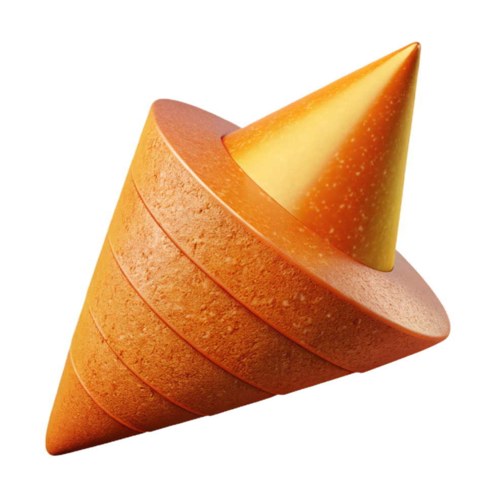 elegant modern Geometric Orange Cone Isolated with d Shape high resolution png
